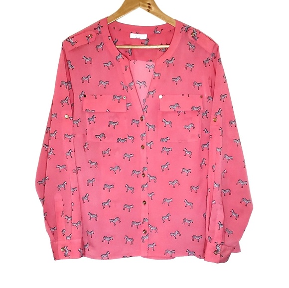 Charter Club Tops - Charter Club Pink Zebra Buttondown Size Medium